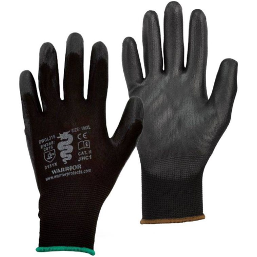 Poly Black PU Gloves Size 8