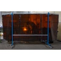 Rear View of 3 Panel Bronze Portable Welding Screen In Use