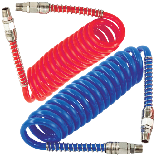 Coiled Air Hose with 1/4" Swivel Fittings