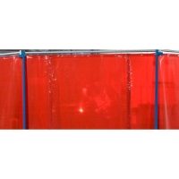 Welding Curtain Red EN1598, EN ISO 25980 in use 