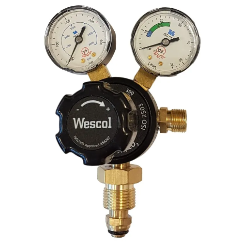 Wescol Argon Two Gauge Single Stage 0-35L/Min Bottom Entry