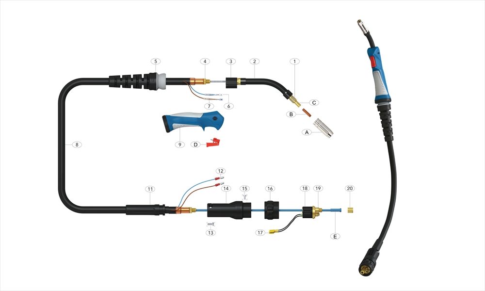 Max-Arc® MA15 Pro-Lite Air-Cooled MIG Welding Torch and Parts